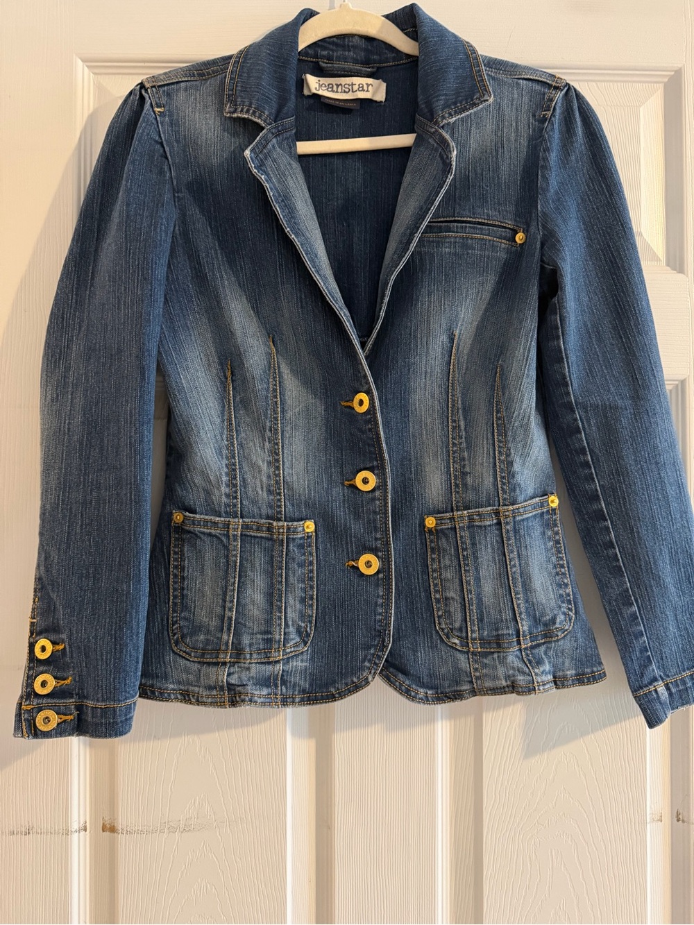 jeanstar Blue Denim Blazer Jacket with Gold Buttons